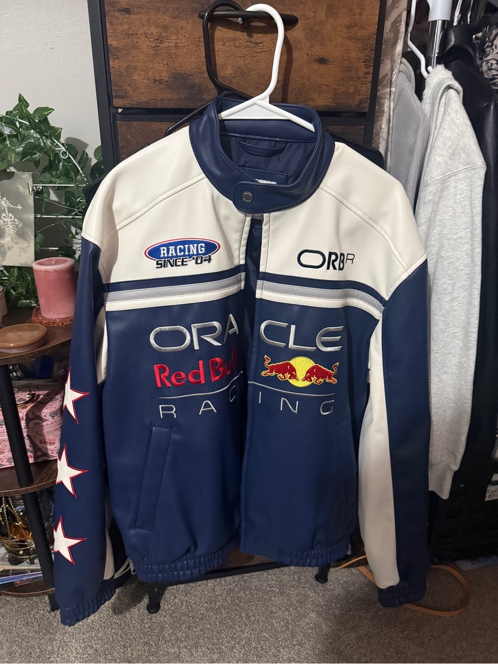 Oracle Red Bull Racing Navy and White Men's Racing Jacket